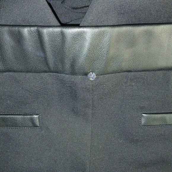 ADREIENNE LANDAU ONYX WIDE LEG, LEATHER ACCENT, BLACK PANTS SIZE XL, NWOT - Picture 7 of 9